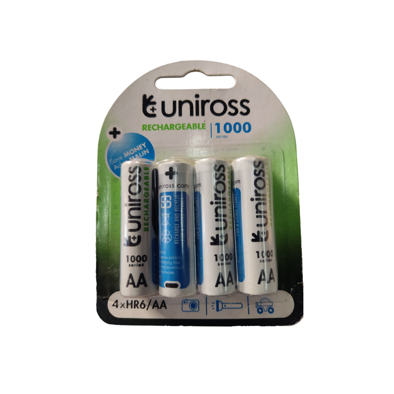 Rechargeable AA Battery Cell 04 Pieces Pack White (1000 Series) uniross