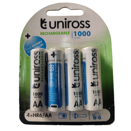 Rechargeable AA Battery Cell 04 Pieces Pack White (1000 Series)